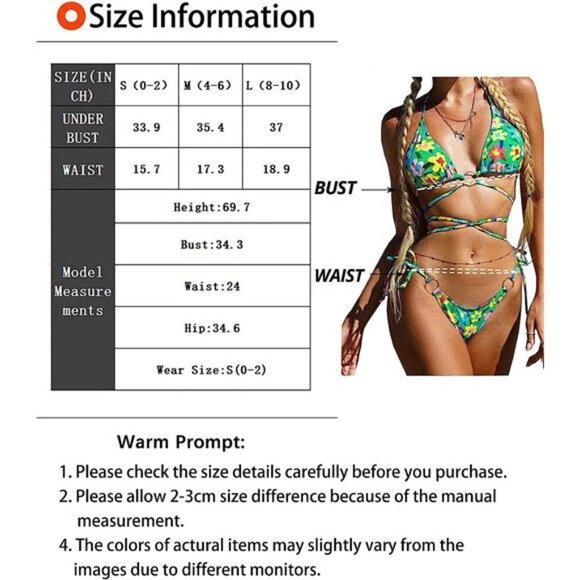 Pink Multi Floral Printed Wrap Around Strappy Bikini Swimsuit Bathing Suit Set - Picture 6 of 6